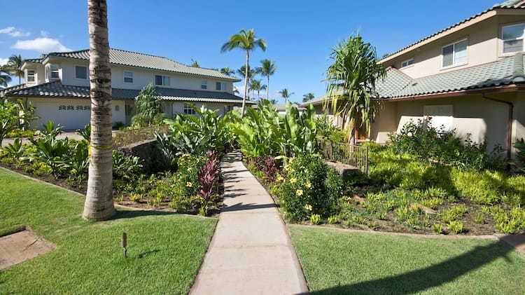 Beautiful garden pathways are well-maintained